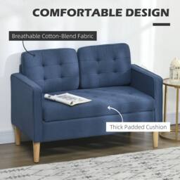 STILVORA Sofa with Storage Blue Cotton - thumbnail 7