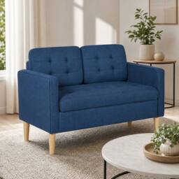 STILVORA Sofa with Storage Blue Cotton