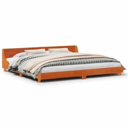 Berkfield Home Bed Frame without Mattress Wax Brown 200x200 cm Solid Wood Pine - thumbnail 2
