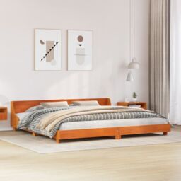 Berkfield Home Bed Frame without Mattress Wax Brown 200x200 cm Solid Wood Pine - thumbnail 1