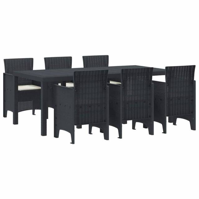 Berkfield Home 7 Piece Garden Dining Set with Cushions Anthracite Poly Rattan - image 1