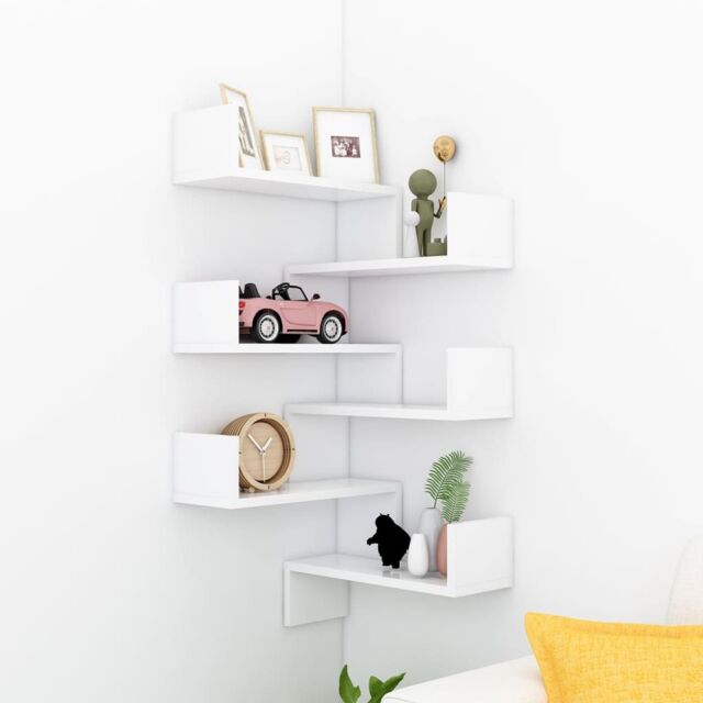 Berkfield Home Wall Corner Shelf 2 pcs White 40x40x50 cm Engineered Wood - Size: 40 x 40 x 50 cm - image 1