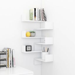 Berkfield Home Wall Corner Shelf 2 pcs White 40x40x50 cm Engineered Wood - Size: 40 x 40 x 50 cm - thumbnail 3