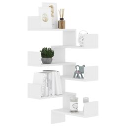 Berkfield Home Wall Corner Shelf 2 pcs White 40x40x50 cm Engineered Wood - Size: 40 x 40 x 50 cm - thumbnail 4