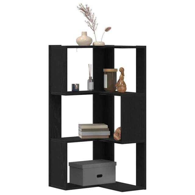 Berkfield Home Modern Corner Bookcase 3-Tier Black Oak 50x50x102 cm Engineered Wood - Size: 50 x 50 x 102 cm - image 1