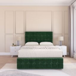 Sloomy Berlin Divan Bed Set With 2 drawers Footend - Plush Velvet in Emerald - Size: Small Double - thumbnail 1
