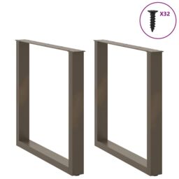 Berkfield Home Coffee Table Legs U-Shaped 2 pcs Natural Steel 90x(72-73) cm Steel in Brown - thumbnail 3