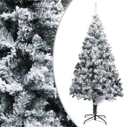 Berkfield Home Artificial Christmas Tree with Flocked Snow Green 240 cm PVC - thumbnail 1