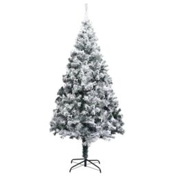 Berkfield Home Artificial Christmas Tree with Flocked Snow Green 240 cm PVC - thumbnail 2