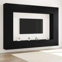 Berkfield Home 12 Piece TV Cabinet Set Wall-mounted Black Oak Engineered Wood - thumbnail 1