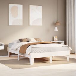 Berkfield Home Bed Frame without Mattress White 150x200 cm King Size Solid Wood Pine - thumbnail 1