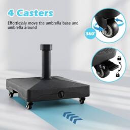 Costway Patio Umbrella Base Heavy-duty Market Stand w/4 Universal Wheels in Black - thumbnail 9