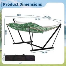 London Boutique Double Hammock w/Stand 2 Person Hammock w/ Carrying Bag & Pillow & Pad in Green - thumbnail 2