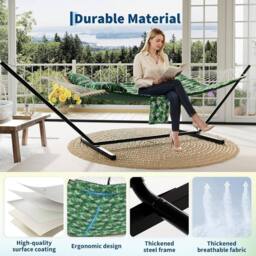 London Boutique Double Hammock w/Stand 2 Person Hammock w/ Carrying Bag & Pillow & Pad in Green - thumbnail 3