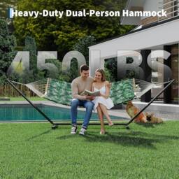 London Boutique Double Hammock w/Stand 2 Person Hammock w/ Carrying Bag & Pillow & Pad in Green - thumbnail 6