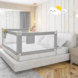 Costway 145 cm Toddler Bed Rail Infant Safety Bed Guardrail in Grey - thumbnail 6