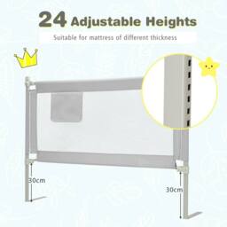 Costway 145 cm Toddler Bed Rail Infant Safety Bed Guardrail in Grey - thumbnail 4