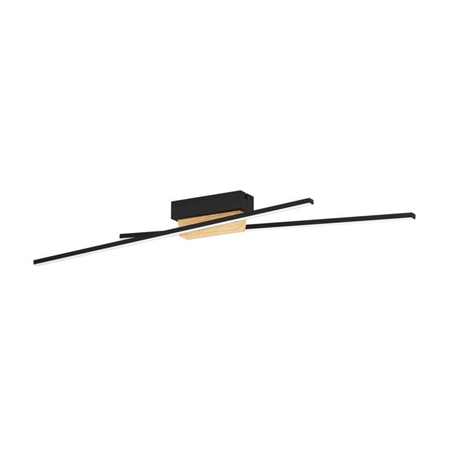 Eglo Panagria Modern LED Ceiling Light with Wood Accents WBS in Black - image 1