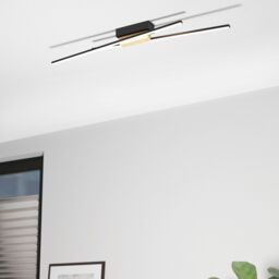 Eglo Panagria Modern LED Ceiling Light with Wood Accents WBS in Black - thumbnail 2