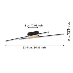 Eglo Panagria Modern LED Ceiling Light with Wood Accents WBS in Black - thumbnail 4