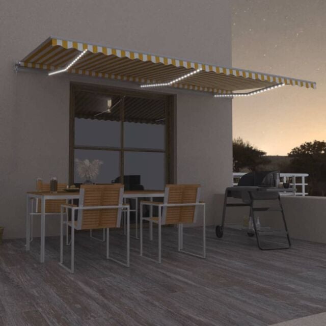 Berkfield Home Manual Retractable Awning with LED 600x300 cm Yellow & White - image 1