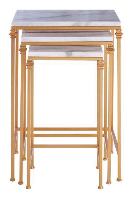 Orsina Elegant Design Set Of 3 Square Side Tables, Stylish Side Tables For Livingroom, Functional Bedside Table in Gold - image 1
