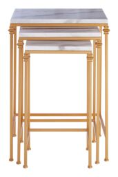 Orsina Elegant Design Set Of 3 Square Side Tables, Stylish Side Tables For Livingroom, Functional Bedside Table in Gold - thumbnail 1