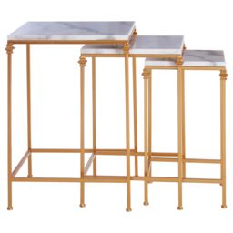 Orsina Elegant Design Set Of 3 Square Side Tables, Stylish Side Tables For Livingroom, Functional Bedside Table in Gold - thumbnail 3
