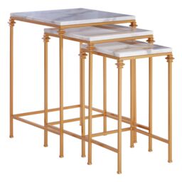 Orsina Elegant Design Set Of 3 Square Side Tables, Stylish Side Tables For Livingroom, Functional Bedside Table in Gold - thumbnail 2