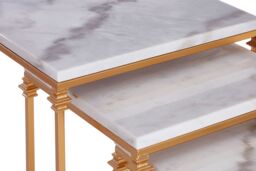 Orsina Elegant Design Set Of 3 Square Side Tables, Stylish Side Tables For Livingroom, Functional Bedside Table in Gold - thumbnail 5