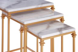 Orsina Elegant Design Set Of 3 Square Side Tables, Stylish Side Tables For Livingroom, Functional Bedside Table in Gold - thumbnail 4