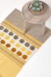 Homescapes Cotton Chenille Striped Tufted Circle Hall Runner, 66 x 200cm in Mustard - Size: 66 cm x 200 cm - thumbnail 1