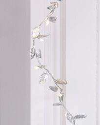 Dibor Silver Leaves Pre-Lit String Xmas Table Christmas Garland 2m - thumbnail 4
