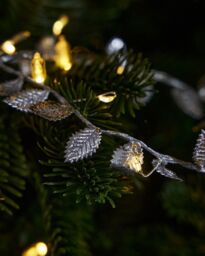 Dibor Silver Leaves Pre-Lit String Xmas Table Christmas Garland 2m - thumbnail 3