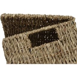 MANTRARAJ Seagrass Set of 4 Rectangular Lidded Storage Baskets Hamper Basket With Lid in Brown - thumbnail 4