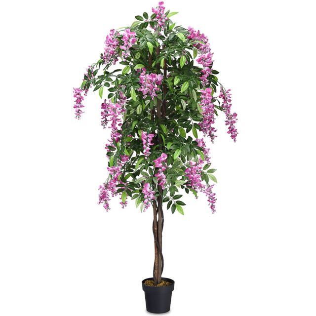 Gymax 180CM Ficus Artificial Tree Fake Wisteria Trees With Nursery Pot in Green - image 1