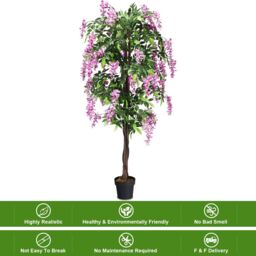 Gymax 180CM Ficus Artificial Tree Fake Wisteria Trees With Nursery Pot in Green - thumbnail 6