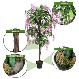 Gymax 180CM Ficus Artificial Tree Fake Wisteria Trees With Nursery Pot in Green - thumbnail 7