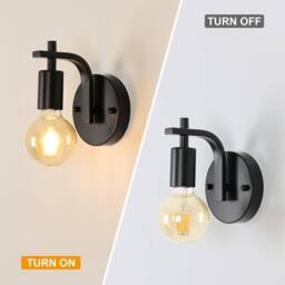 Goeco 4 Packs Industrial Indoor Wall Light, Vintage Iron Wall Lamp, E27 in Black - thumbnail 6
