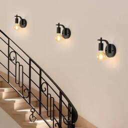Goeco 4 Packs Industrial Indoor Wall Light, Vintage Iron Wall Lamp, E27 in Black - thumbnail 8