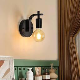 Goeco 4 Packs Industrial Indoor Wall Light, Vintage Iron Wall Lamp, E27 in Black - thumbnail 2