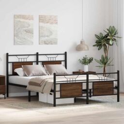 Berkfield Home Bed Frame without Mattress Brown Oak 140x200 cm Engineered Wood - thumbnail 5