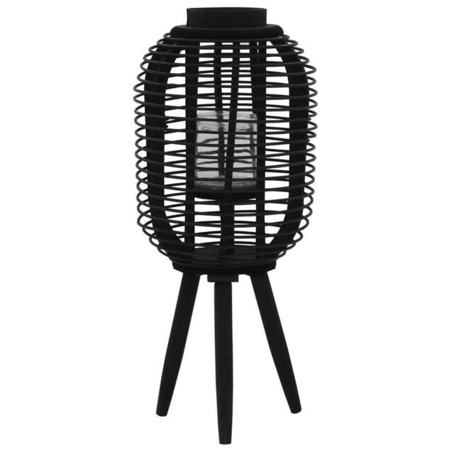 Berkfield Home Freestanding Candle Lantern Holder Bamboo Black - image 1