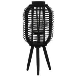 Berkfield Home Freestanding Candle Lantern Holder Bamboo Black - thumbnail 1