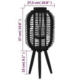 Berkfield Home Freestanding Candle Lantern Holder Bamboo Black - thumbnail 4