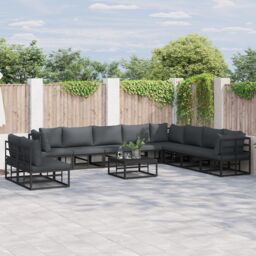 Berkfield Home Garden Sofa Set 11 pcs Black 70 x 70 x 32 cm Aluminium - thumbnail 1