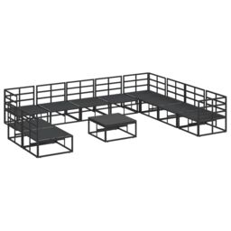 Berkfield Home Garden Sofa Set 11 pcs Black 70 x 70 x 32 cm Aluminium - thumbnail 6