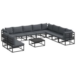 Berkfield Home Garden Sofa Set 11 pcs Black 70 x 70 x 32 cm Aluminium - thumbnail 2