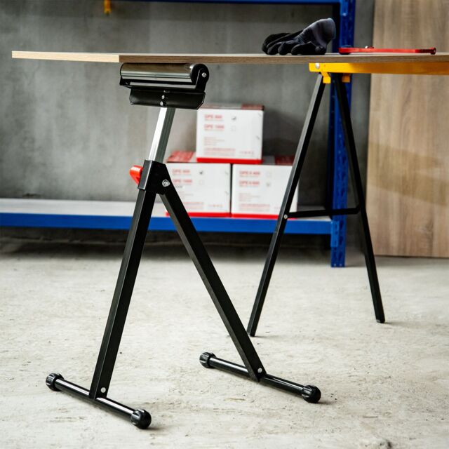 HOMCOM Roller Support Stand Metal Heavy Duty Adjustable Foldabl in Black - image 1