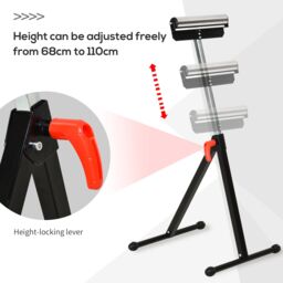 HOMCOM Roller Support Stand Metal Heavy Duty Adjustable Foldabl in Black - thumbnail 6